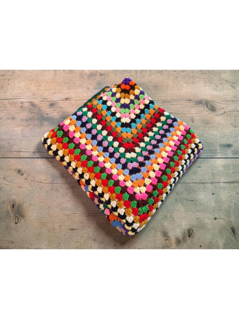 Handmade Multicolor Crochet Granny Square Blanket Throw - Boho Style - 80" x 80"